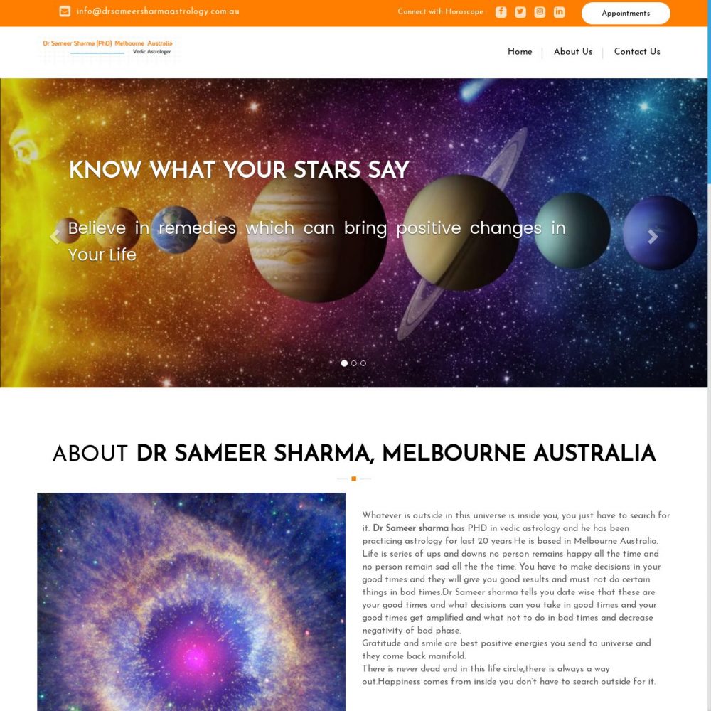 Dr Sameer Sharma, Melbourne Australia – Astrology Website